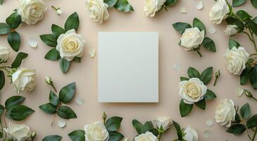 Group of White Bottles, Candles, and Flowers on White Background photo