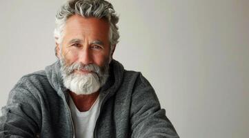Bearded Man in Gray Sweater photo