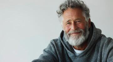 Bearded Man in Gray Sweater photo