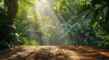 Wooden Table in a Forest photo