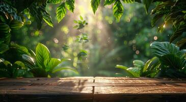 Wooden Table in a Forest photo