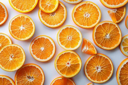Group of Halved Oranges on White Surface photo