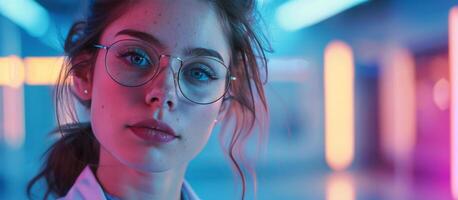 Woman Wearing Glasses and White Shirt photo