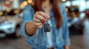 Woman Holding Car Key photo