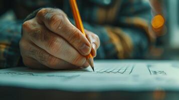 Person Writing on Paper With Pencil photo