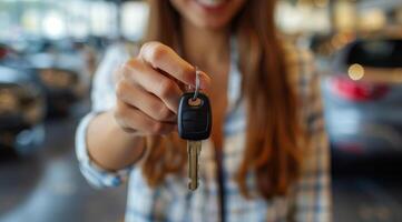 Woman Holding Car Key photo