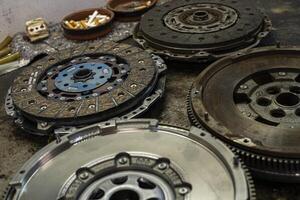 Car flywheel and clutch detail photo