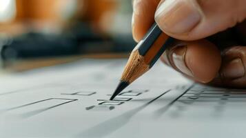 Person Writing on Paper With Pencil photo