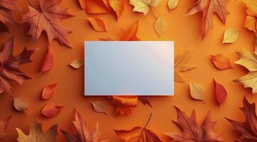 White Sheet of Paper Surrounded by Leaves photo