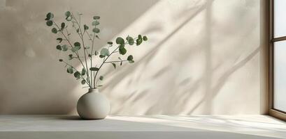 White Vase With Plants photo