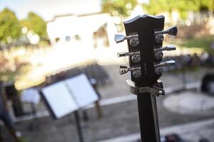 Guitar Poised for Live Concert photo