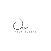 Oscar name signature logo design vector