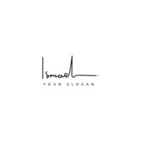 Ismael name signature logo design vector