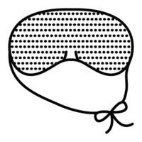 Night sleep eye mask with dots and ties. Black line icon, monochrome outline blindfold sign, editable stroke, pixel perfect vector