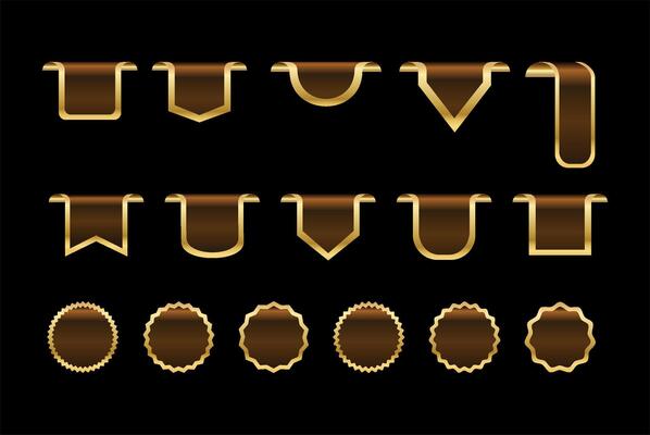Golden luxury labels and banners illustration
