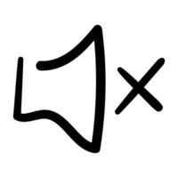 mute icon hand draw style black color vector