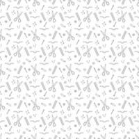 Seamless pattern with knitting needles and knitting tools. Doodle outline illustration. vector