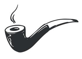 Logo illustration design for smoking pipe. Accessory for tobacco using engraving technique. vector