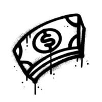 Spray Painted Graffiti stack of dollars icon Word Sprayed isolated with a white background. Urban graffiti cash icon with over spray in black over white. textured illustration. vector