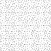 Seamless pattern with circular knitting needles and knitting tools. Doodle outline illustration. vector