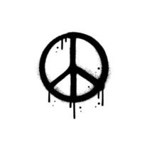 Spray Painted Graffiti Peace Symbol Sprayed isolated with a white background. graffiti Peace Symbol with over spray in black over white. illustration. vector