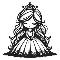 Princess coloring book office girl cartoon doodle kawaii anime cute illustration drawing clipart character vector