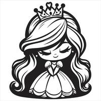 Princess coloring book office girl cartoon doodle kawaii anime cute illustration drawing clipart character vector