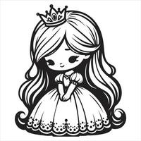 Princess coloring book office girl cartoon doodle kawaii anime cute illustration drawing clipart character vector