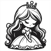 Princess coloring book office girl cartoon doodle kawaii anime cute illustration drawing clipart character vector