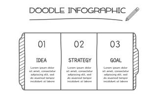 Doodle infographic elements with 3 options. business template for presentation vector
