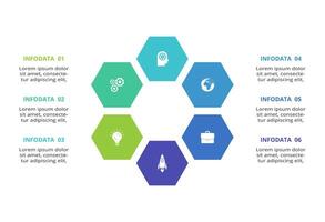 Abstract arrows of graph, diagram with 6 steps, options, parts or processes. business template for presentation vector