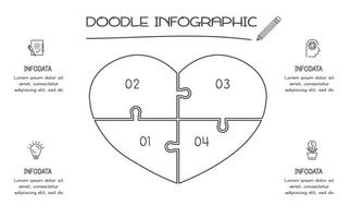 Doodle infographic elements with 4 options. business template for presentation vector
