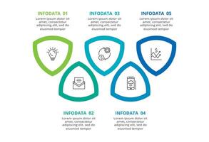 resumen flechas de grafico, diagrama con 5 5 pasos, opciones, partes o procesos. negocio modelo para presentación vector