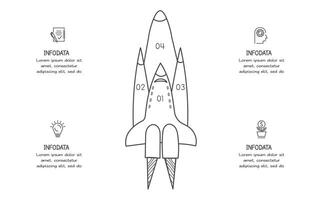 Doodle infographic elements with 4 options. business template for presentation vector