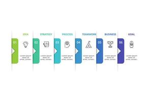 Abstract arrows of graph, diagram with 6 steps, options, parts or processes. business template for presentation vector