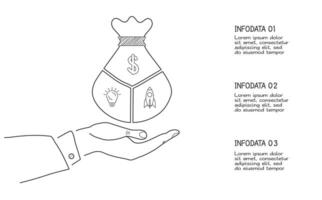 Doodle infographic elements with 3 options. business template for presentation vector