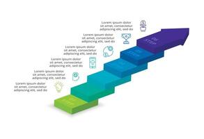 3D infographic pyramid, or comparison chart with 6 colorful levitating layers. The concept of levels or stages of a business project. Realistic infographic design template. vector