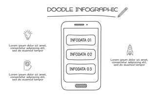Doodle infographic elements with 3 options. business template for presentation vector