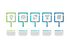 resumen flechas de grafico, diagrama con 5 5 pasos, opciones, partes o procesos. negocio modelo para presentación vector