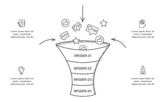 Doodle infographic elements with 4 options. business template for presentation vector