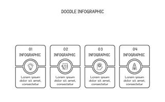 Doodle infographic elements with 4 options. business template for presentation vector