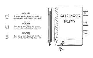 Doodle infographic elements with 3 options. business template for presentation vector