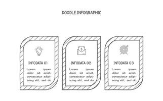Doodle infographic elements with 3 options. business template for presentation vector