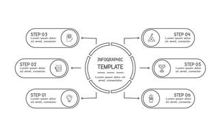 Doodle infographic elements with 6 options. business template for presentation vector