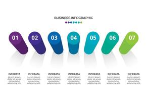 3D infographic pyramid, or comparison chart with 7 colorful levitating layers. The concept of levels or stages of a business project. Realistic infographic design template. vector