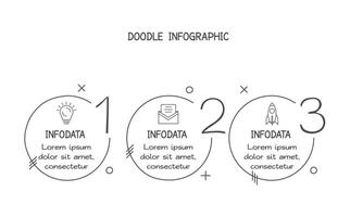 Doodle infographic elements with 3 options. business template for presentation vector