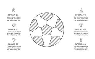 garabatear infografía elementos con 6 6 opciones negocio modelo para presentación vector