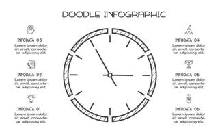 Doodle infographic elements with 6 options. business template for presentation vector