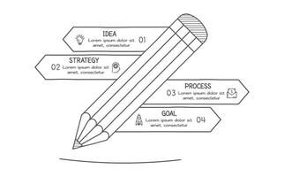 Doodle infographic elements with 4 options. business template for presentation vector