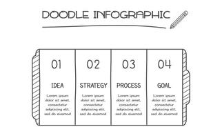Doodle infographic elements with 4 options. business template for presentation vector